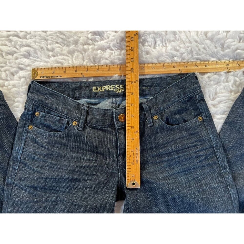 Express Zelda Skinny Womens Jeans Blue Sz 6 Short Dark Wash Skinny Stretch - Picture 3 of 9
